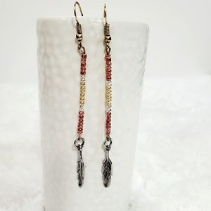 2/$10 Boho Earrings Feather Charm Silver/Gld